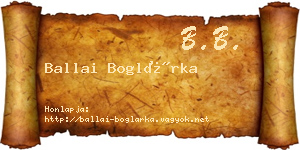 Ballai Boglárka névjegykártya
